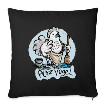 Mein Putzvogel - Sofakissenbezug 45 x 45 cm - Schwarz - Vorne