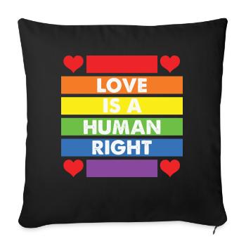 LBGT Drapeau Gay Pride Amour humain Droit de l’homme - Housse de coussin décorative 45 x 45 cm - noir - Devant