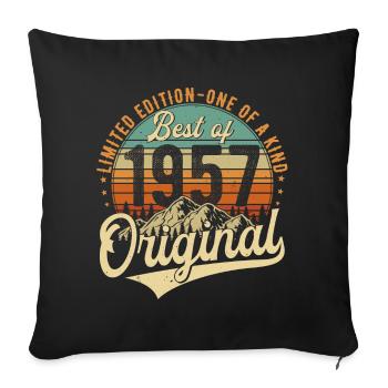 Original 1957 Vintage Anniversaire Rétro - Housse de coussin décorative 45 x 45 cm - noir - Devant
