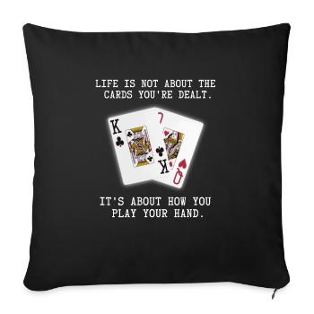 Citation inspirante sur les cartes à jouer au poker - Housse de coussin décorative 45 x 45 cm - noir - Devant