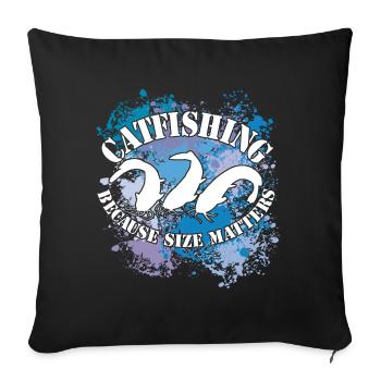 Poisson-chat Wels Waller sur des taches de couleur - Housse de coussin décorative 45 x 45 cm - noir - Devant