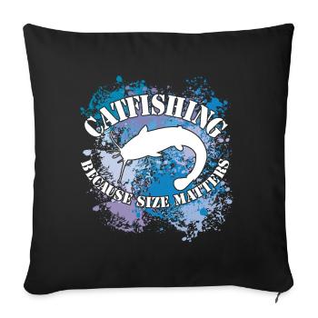 Poisson-chat Wels Waller sur des taches de couleur - Housse de coussin décorative 45 x 45 cm - noir - Devant
