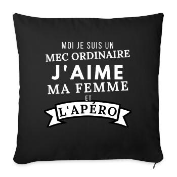 J'aime ma femme et l'apéro - Housse de coussin décorative 45 x 45 cm - noir - Devant