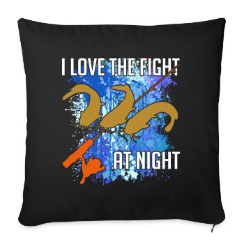 Waller catfish silhouette canne à pêche et éclaboussures de couleur - Housse de coussin décorative 45 x 45 cm - noir - Devant
