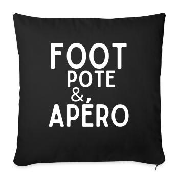 Foot Pote et Apéro - Housse de coussin décorative 45 x 45 cm - noir - Devant