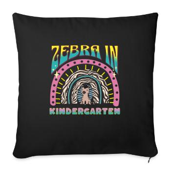 Zebra im Kindergarten Regenbogen Streife Design - Sofakissenbezug 45 x 45 cm - Schwarz - Vorne