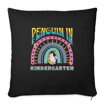 penguin in kindergarten rainbow stripes design - Sofa pillowcase 17,3'' x 17,3'' (45 x 45 cm) - black - Front