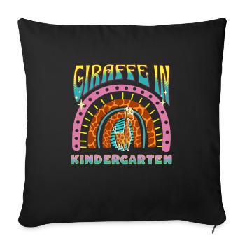 giraffe in kindergarten rainbow stripes design - Sofa pillowcase 17,3'' x 17,3'' (45 x 45 cm) - black - Front