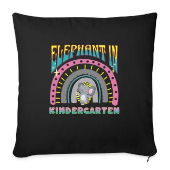 elephant in kindergarten rainbow stripes design - Sofa pillowcase 17,3'' x 17,3'' (45 x 45 cm) - black - Front