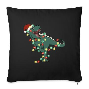 Lumières de Noël Dinosaure Noël - Housse de coussin décorative 45 x 45 cm - noir - Devant