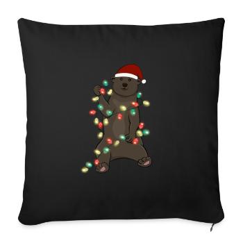 Lumières de Noël Ours Noël - Housse de coussin décorative 45 x 45 cm - noir - Devant