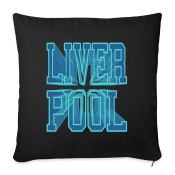 Liverpool England UK City 3D Font Skyline - Sofa pillowcase 17,3'' x 17,3'' (45 x 45 cm) - black - Front