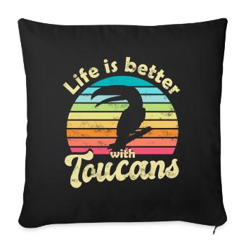 Toucan Bird - Sofa pillowcase 17,3'' x 17,3'' (45 x 45 cm) - black - Front