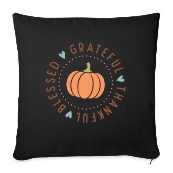 Action de grâce Reconnaissant Reconnaissant Bienheureux - Housse de coussin décorative 45 x 45 cm - noir - Devant