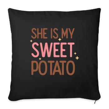 Thanksgiving She is my Sweet Potato Couple - Sofa pillowcase 17,3'' x 17,3'' (45 x 45 cm) - black - Front