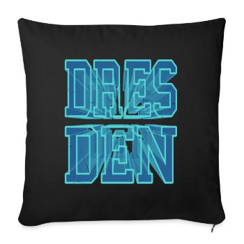 Dresden Germany City 3D Font Skyline - Sofa pillowcase 17,3'' x 17,3'' (45 x 45 cm) - black - Front