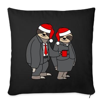 Paire de paresseux Chapeaux de Noël Paires Père Noël - Housse de coussin décorative 45 x 45 cm - noir - Devant