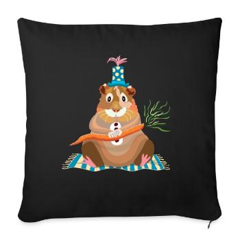 hamster à la carotte - Housse de coussin décorative 45 x 45 cm - noir - Devant