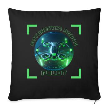 Pilote de drone futuriste 3 - Housse de coussin décorative 45 x 45 cm - noir - Devant