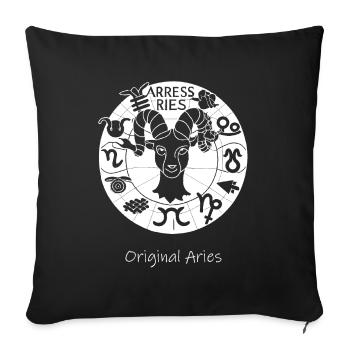 Zodiac sign Aries 001 white - Sofa pillowcase 17,3'' x 17,3'' (45 x 45 cm) - black - Front