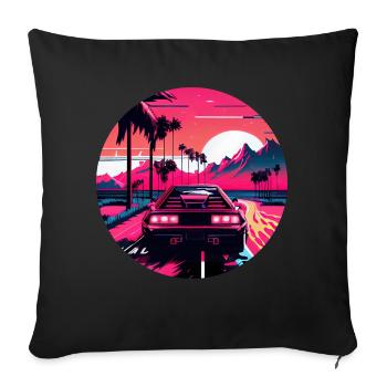 Retrowave Synthwave 80s Design - Sofakissenbezug 45 x 45 cm - Schwarz - Vorne