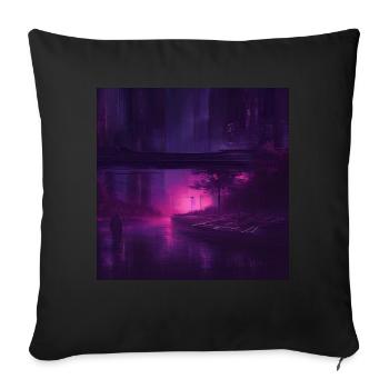 Retrowave Synthwave Future City 80s Design - Sofakissenbezug 45 x 45 cm - Schwarz - Vorne