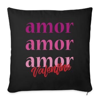 love t-shirt amor Valentine's Day February 14 - Sofa pillowcase 17,3'' x 17,3'' (45 x 45 cm) - black - Front