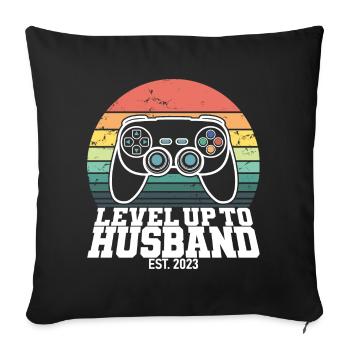 Level Up To Husband Est. 2023 Gaming Gamer - Housse de coussin décorative 45 x 45 cm - noir - Devant