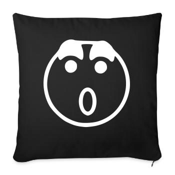 Emoji sketch blanc surpris - Housse de coussin décorative 45 x 45 cm - noir - Devant