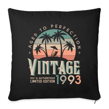 1993 Anniversaire vintage Cadeau 1993 - Housse de coussin décorative 45 x 45 cm - noir - Devant