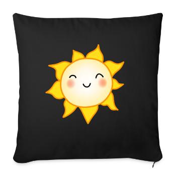 Sweet kawaii sun in sunflower - Sofa pillowcase 17,3'' x 17,3'' (45 x 45 cm) - black - Front