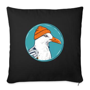 Bonnet à chapeau orange mouette de la mer du Nord - Housse de coussin décorative 45 x 45 cm - noir - Devant