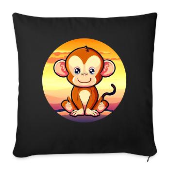 Cute Monkey Chimpanzee Sunset Design - Sofa pillowcase 17,3'' x 17,3'' (45 x 45 cm) - black - Front
