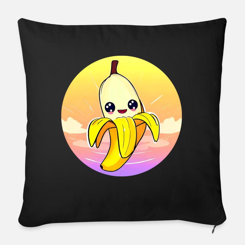 süße kawaii banane im sunset stil - Sofakissenbezug 45 x 45 cm - Schwarz