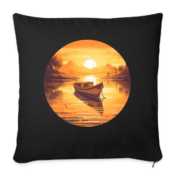 Boating Sunset - Sofa pillowcase 17,3'' x 17,3'' (45 x 45 cm) - black - Front