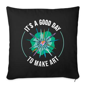 Professeur d’art Drôle de dicteur Cours d’art Cours d’art - Housse de coussin décorative 45 x 45 cm - noir - Devant