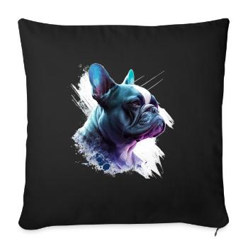 Frenchie French Bulldog Abstract Painting Colour - Sofa pillowcase 17,3'' x 17,3'' (45 x 45 cm) - black - Front