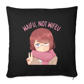 Drôle de waifu pas wifeu - Housse de coussin décorative 45 x 45 cm - noir - Devant