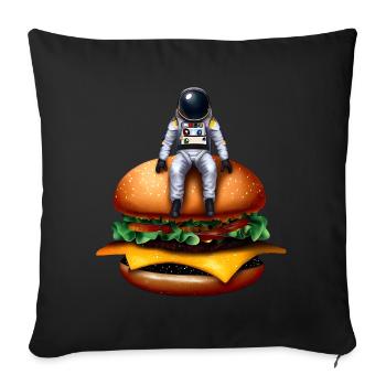 Space Astronaut Cheeseburger - Sofa pillowcase 17,3'' x 17,3'' (45 x 45 cm) - black - Front