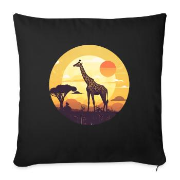 Giraffe in the savannah - Sofakissenbezug 45 x 45 cm - Schwarz - Vorne