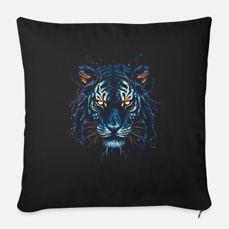 Tigre bleu - Housse de coussin décorative 45 x 45 cm - noir