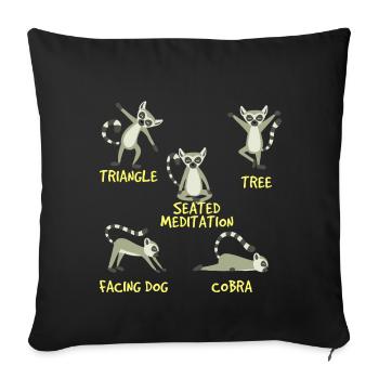 Yoga Lémurien - Housse de coussin décorative 45 x 45 cm - noir - Devant