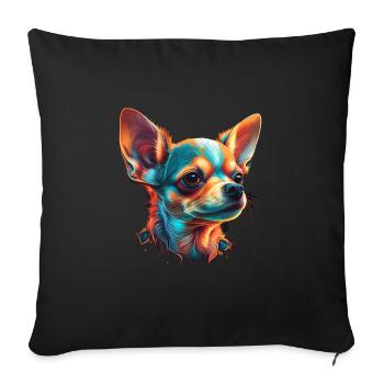 Chihuahua | Abstrakte Malerei | Farbe | Niedlicher - Sofakissenbezug 45 x 45 cm - Schwarz - Vorne