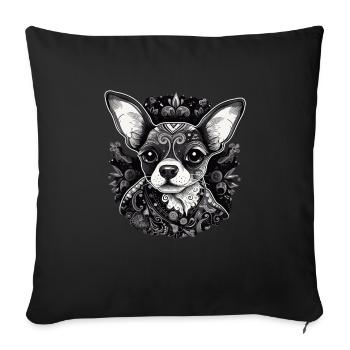 Chihuahua | Mosaik | Geometrisch | Kunst | Hund | - Sofakissenbezug 45 x 45 cm - Schwarz - Vorne