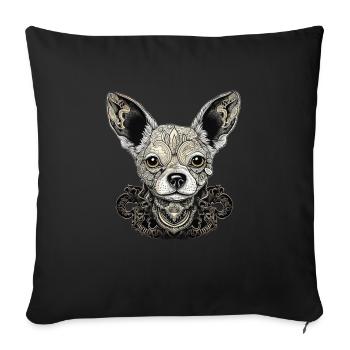 Chihuahua | Mosaik | Geometrisch | Kunst | Hund | - Sofakissenbezug 45 x 45 cm - Schwarz - Vorne