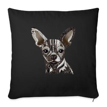 Chihuahua | Mosaik | Geometrisch | Kunst | Hund | - Sofakissenbezug 45 x 45 cm - Schwarz - Vorne