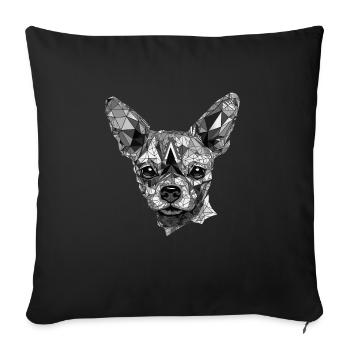 Chihuahua | Mosaik | Geometrisch | Kunst | Hund | - Sofakissenbezug 45 x 45 cm - Schwarz - Vorne