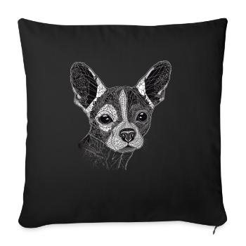 Chihuahua | Mosaik | Geometrisch | Kunst | Hund | - Sofakissenbezug 45 x 45 cm - Schwarz - Vorne
