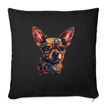 Chihuahua | Mosaik | Geometrisch | Kunst | Hund | - Sofakissenbezug 45 x 45 cm - Schwarz - Vorne