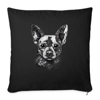 Chihuahua | Mosaik | Geometrisch | Kunst | Hund | - Sofakissenbezug 45 x 45 cm - Schwarz - Vorne